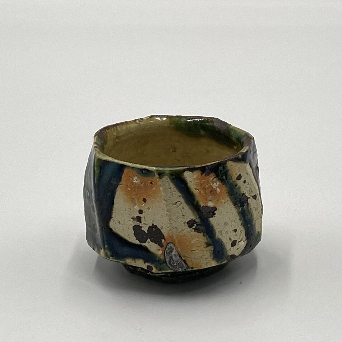 奥磯栄麓　藍織部湯呑 奥磯栄麓 藍織部湯呑 - 工芸品