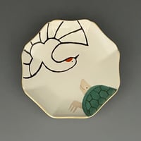 香田昌惠　縁起物皿　つるかめ