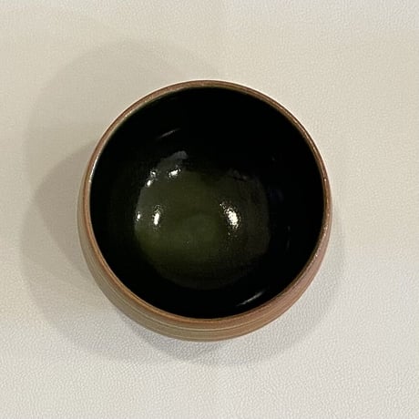 清水万佐年　汲出茶碗　グリーン