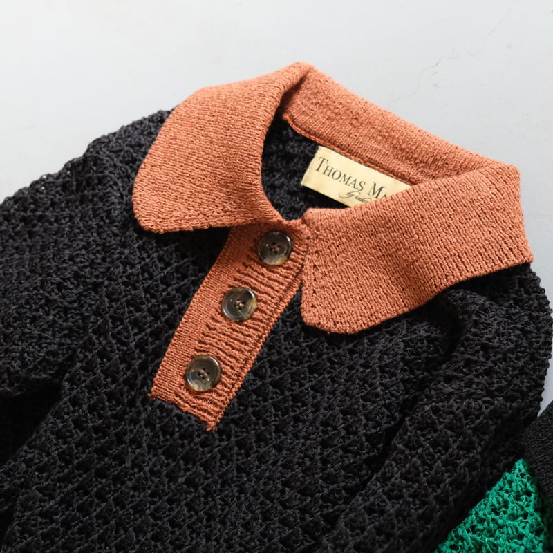 トーマスマグパイ襟付きトップス THOMAS MAGPIE collared mesh top トーマス マグパイ シャツ |