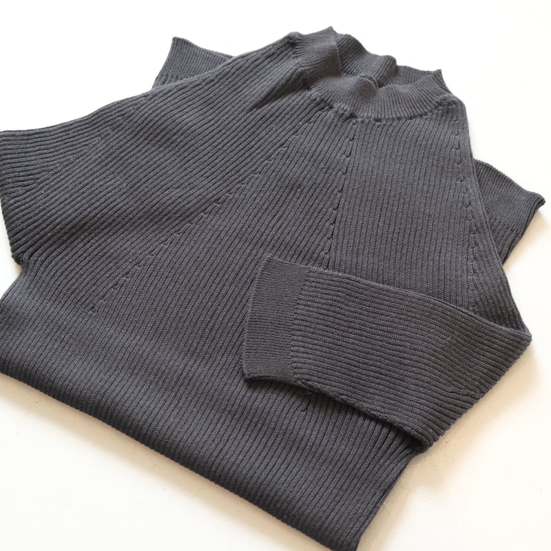 BATONER SLK-RIB CREW NECK KNITシルク100% BATONER SLK-RIB CREW NECK KNITシルク100%