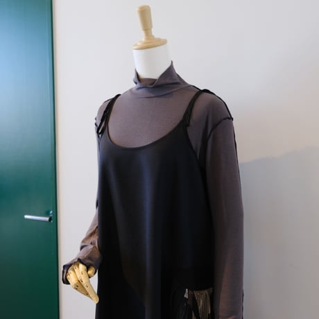 NAKAGAMI　N0222A0035　プリーツ切替スリップドレス　BLACK