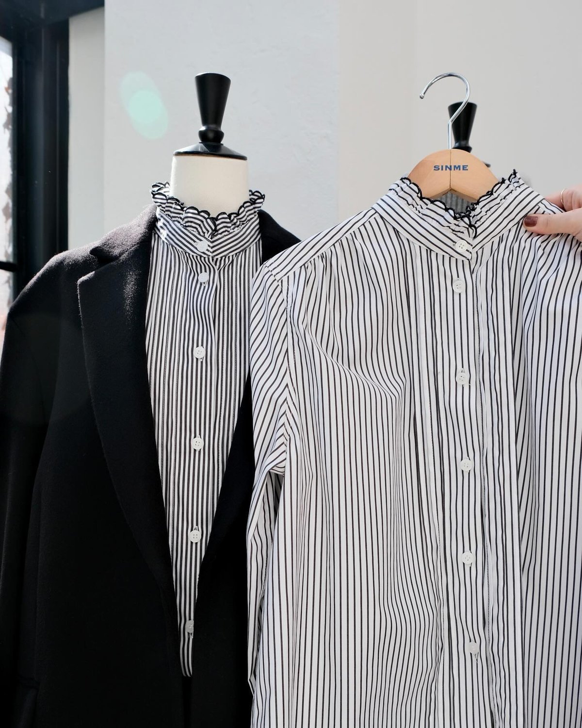 SINME スカラエンブロイダリーシャツ ホワイト×ブラック SS15-22 | geep