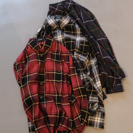 SINME　チェックブラウス レッド　22AW-04-01