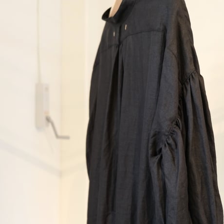 suzuki takayuki 　puff-sleeve dress　navy　S221-20