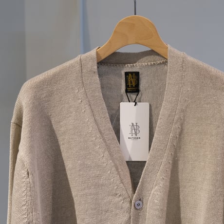 BATONER　Men WASHED HIGH COUNT LINEN V CARDIGAN BN-24SM-022