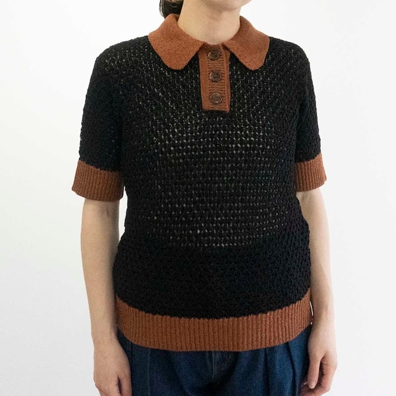 THOMAS MAGPIE collared mesh top【2242710】 | geep