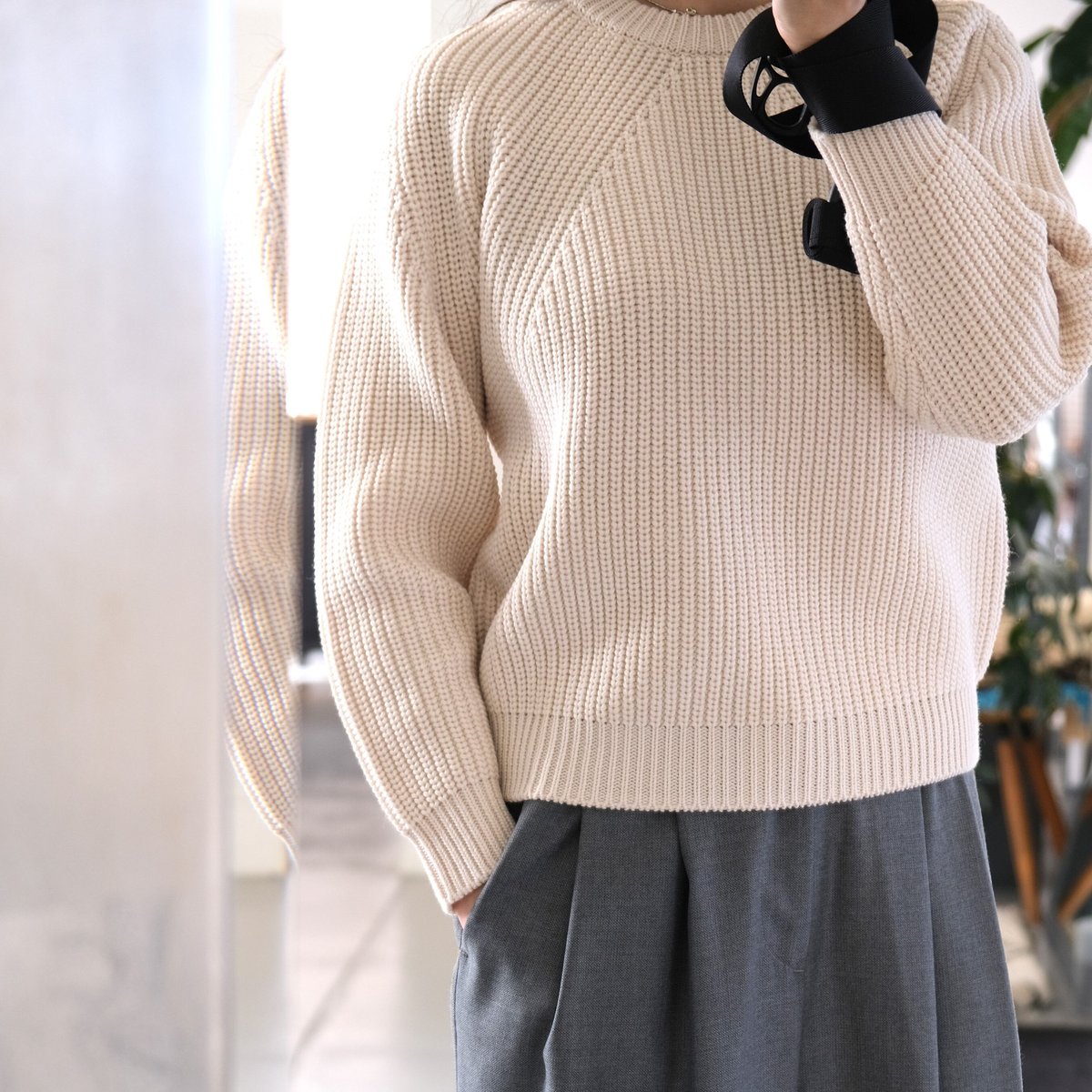 トップス Batoner Wool Signature Crew Beige SIZE2 BATONER Women SIGNATURE CREW NECK BN-22FL-027 |