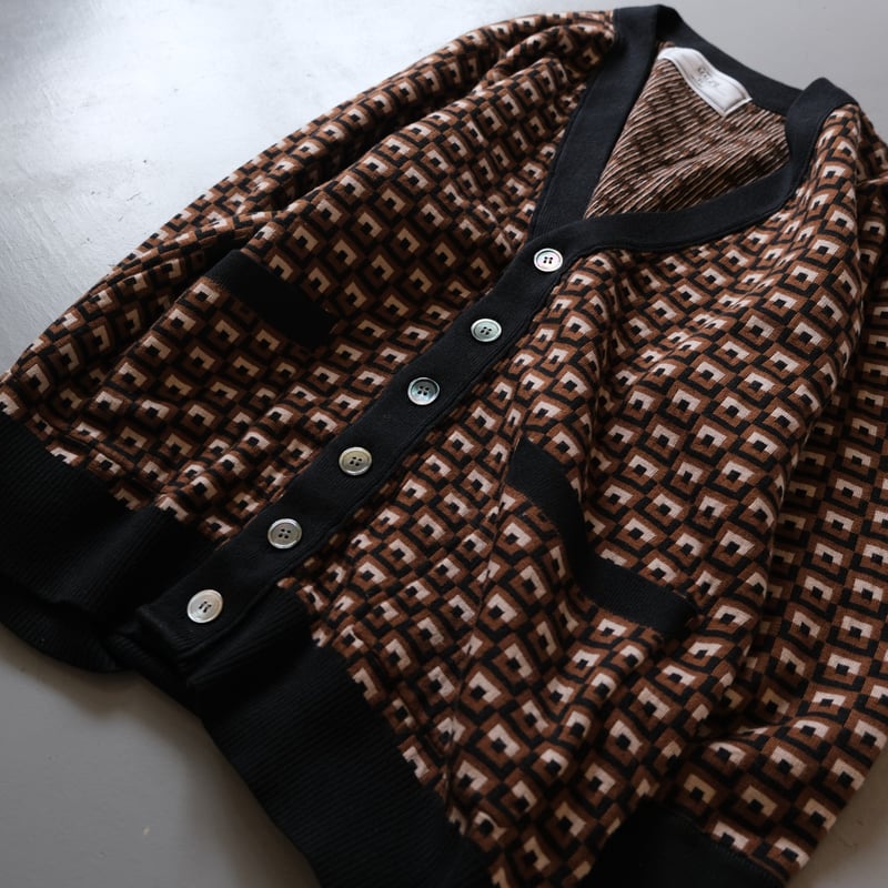 THOMASMGPIE トーマスマグパイ BLOCK W JACQUARD CARDIGAN THOMASMGPIE トーマスマグパイ BLOCK W JACQUARD CARDIGAN