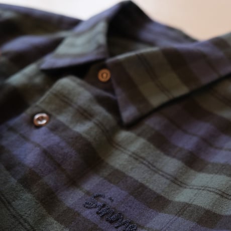 SINME　ネルチェックシャツ　グリーン　22AW-08-02