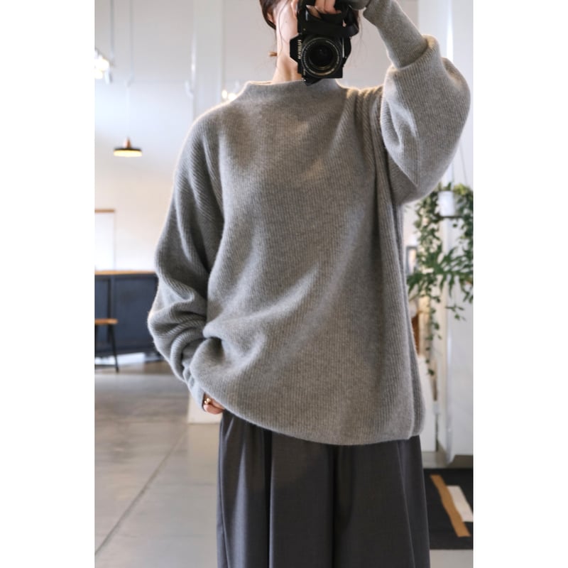 美品✨ボーダーズ アットバルコニー 　　　サガファー フォックス　カシミヤ BATONER Woman CASHMERE FOX BOAT NECK FINGERHALL