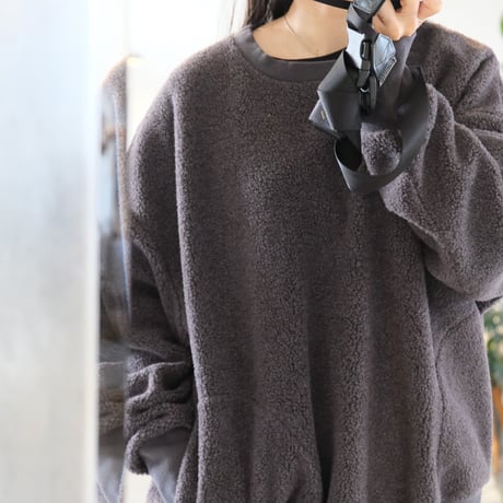 HARVESTY  　BOA FLEECE EGG PULLOVER 　CHARCOAL