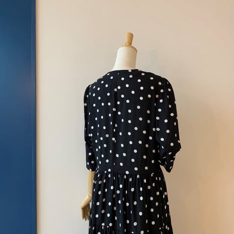 SINME　ドットロングワンピース　ブラック×オフドット