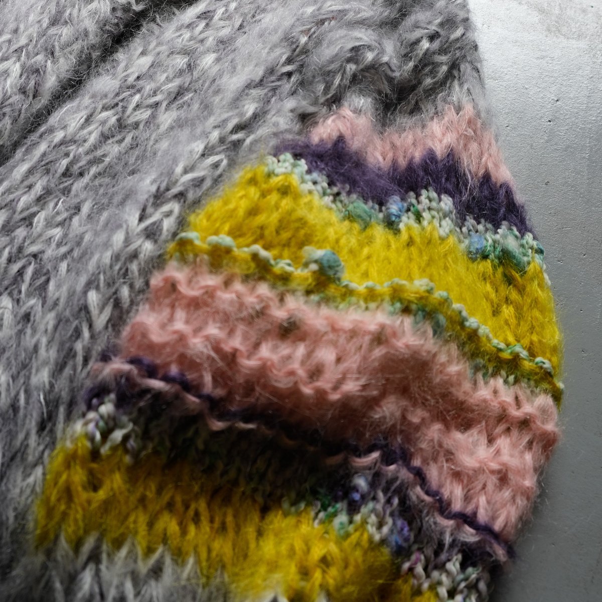 LES TRICOTS D'O モヘヤ ショートカーディガン gray melange