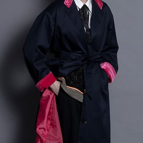 THOMAS  MAGPIE    back line coat　NAVY×PINK【2213205】