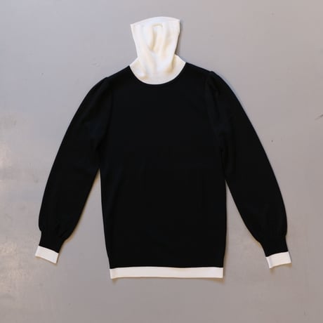 SINME バイカラータートルニット  S21AW-14    ブラック × ホワイト
