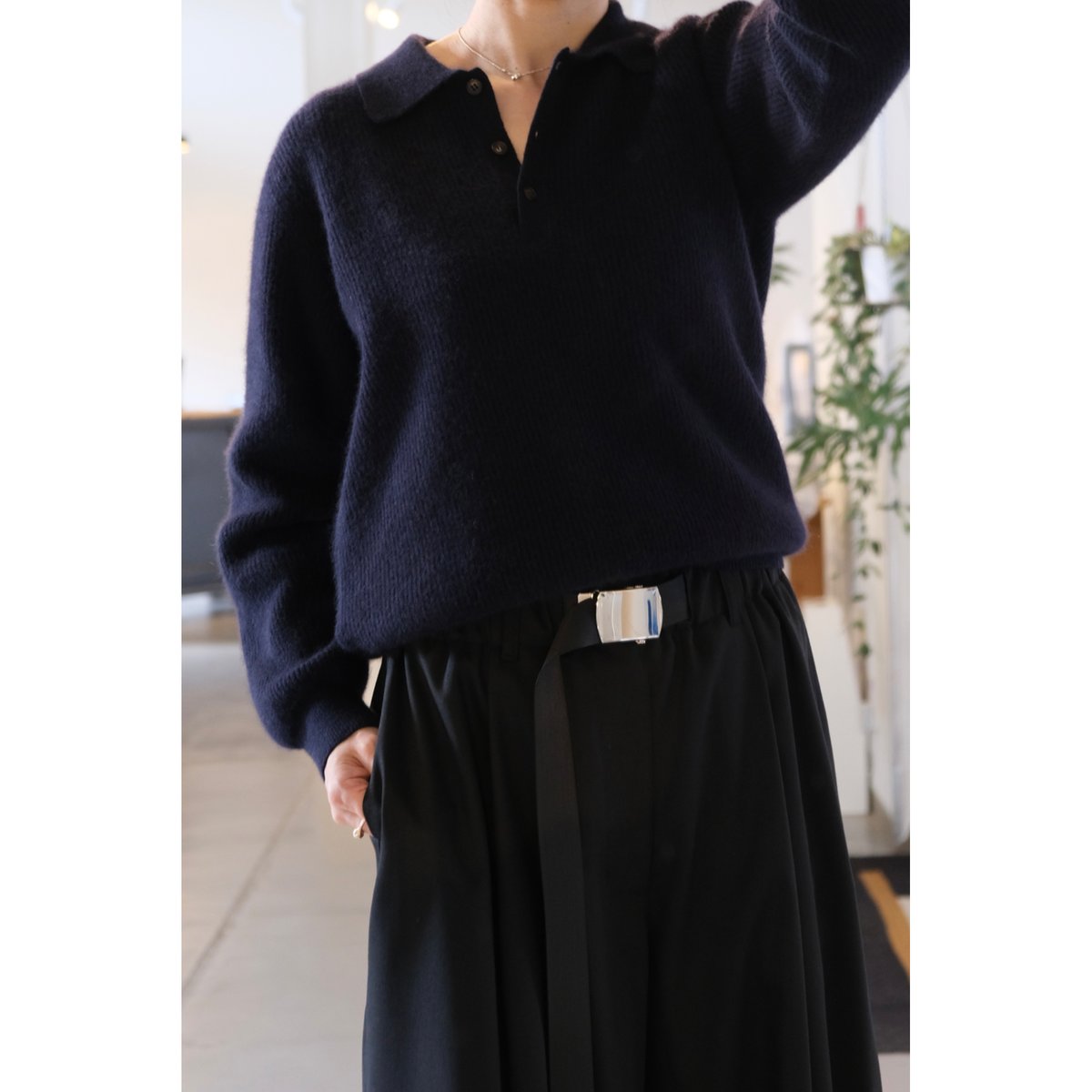 トップス BATONER Women CASHMERE FOX POLO CARDIGAN BATONER Woman CASHMERE FOX POLO | geep