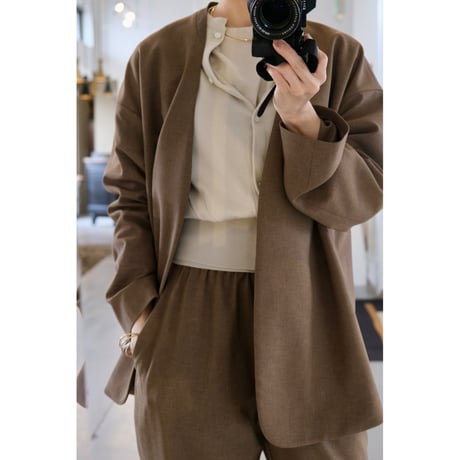 SINME  ノーカラージャケット  SS16-06   カーキ