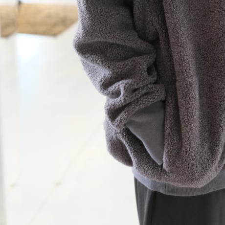 HARVESTY  　BOA FLEECE EGG PULLOVER 　CHARCOAL