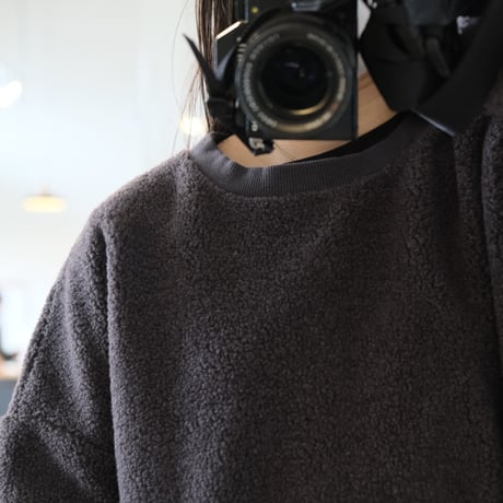 HARVESTY  　BOA FLEECE EGG PULLOVER 　CHARCOAL