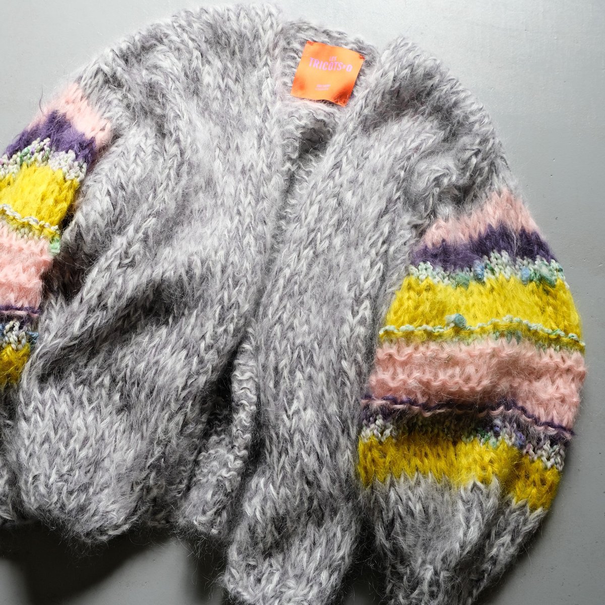 tricot CD デモ LES TRICOTS D'O モヘヤ ショートカーディガン gray melange