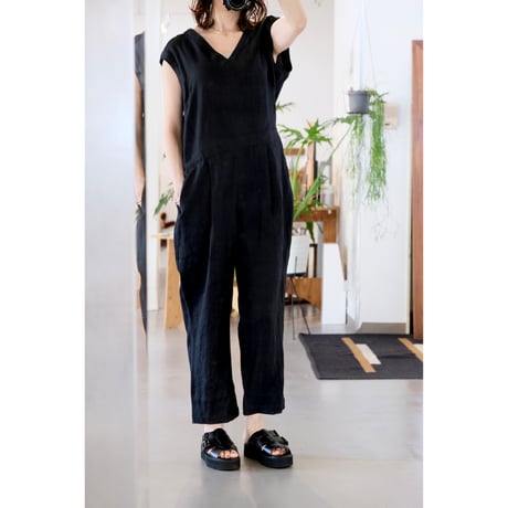 SINME  Vネックオールインワン  SS16-12 ブラック