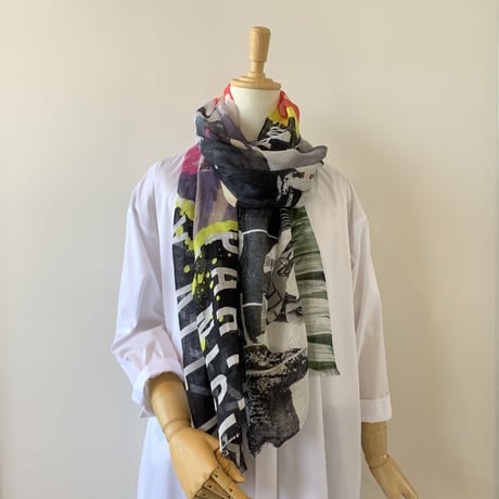 YARN＆COPPER　PARTY ALL NIGHT  リネンロングストール   　ブラック