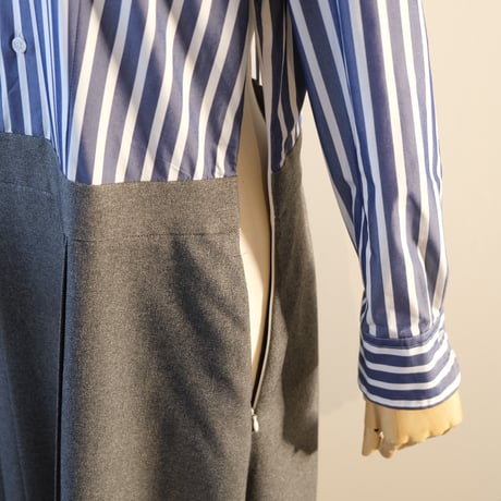 SINME シャツワンピース       ストライプ × グレー   22AW-10