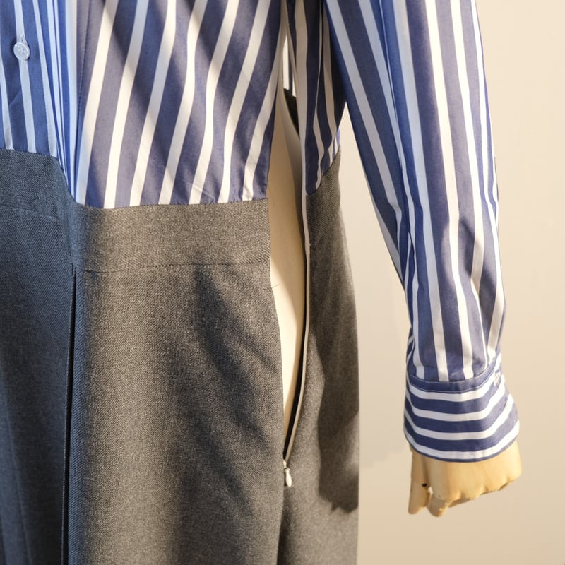 SINME シャツワンピース ストライプ × グレー 22AW-10 | geep