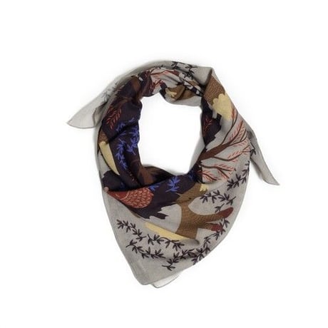 Merino Wool 'Fox Burrow' grey 正方形スカーフ