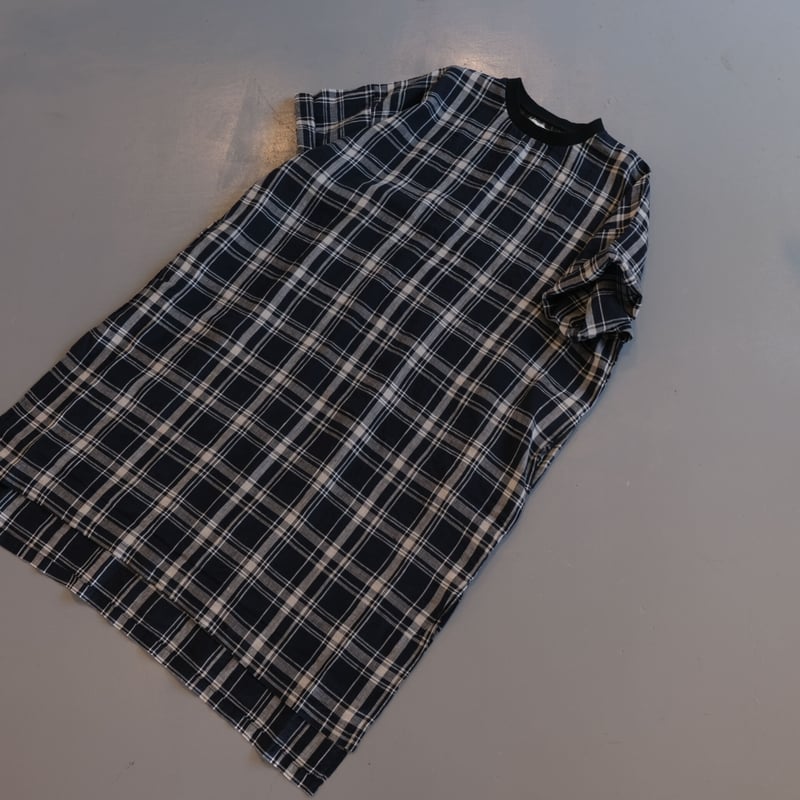 HARVESTY リネン チェック柄 半袖ロングスモック A42102 | geep