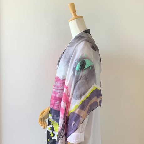 YARN＆COPPER　PARTY ALL NIGHT  リネンロングストール   　ブラック