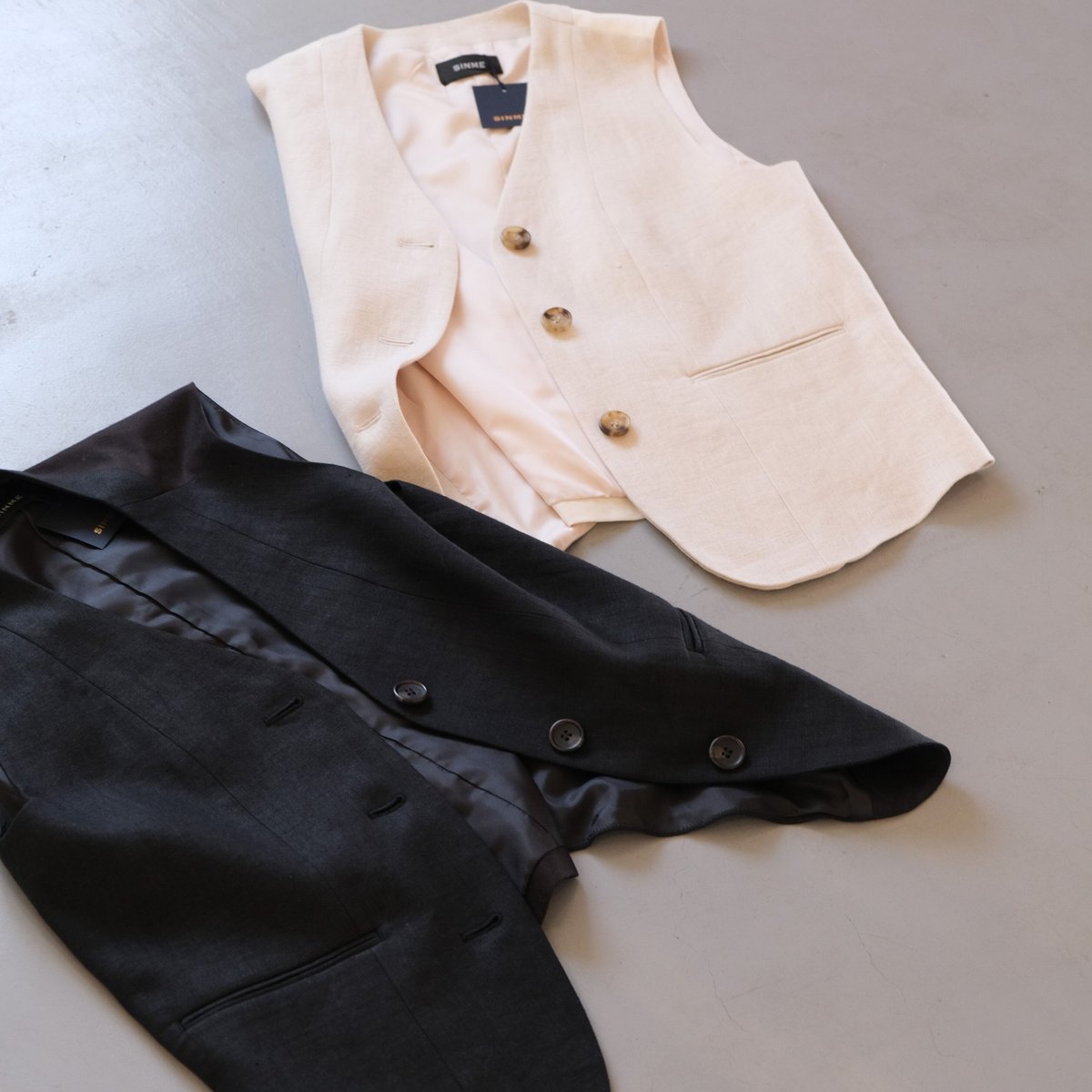 SINME◇コート/M/リネン/BLK/S23SS-01 美品 SINME シンメ コットン