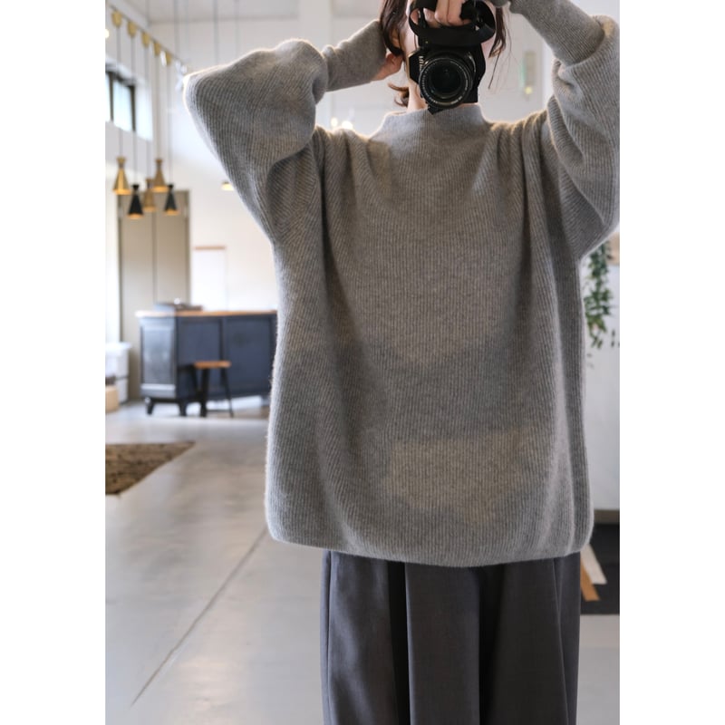 BATONER Woman CASHMERE FOX BOAT NECK FINGERHALL
