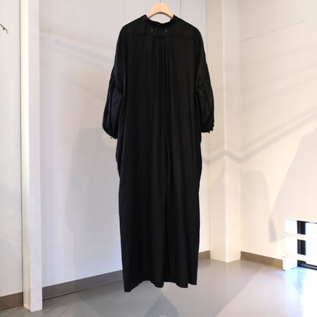 suzuki takayuki 　puff-sleeve dress　navy　S221-20