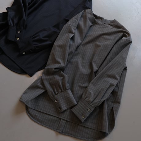 SINME   ピンストライプブラウス グレーストライプ   S21-AW-03-01