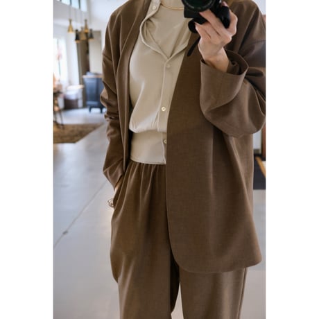 SINME  ノーカラージャケット  SS16-06   カーキ