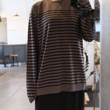 BATONER  Men   TENCEL CASHMERE BORDER LONG SLEEVE    BN-24FM-003