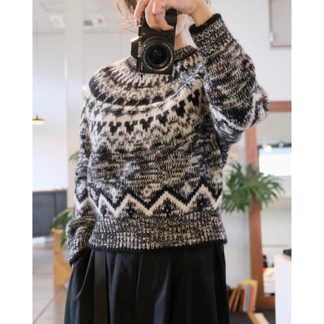 BATONER Women MOHAIR NORDIC CREW NECK