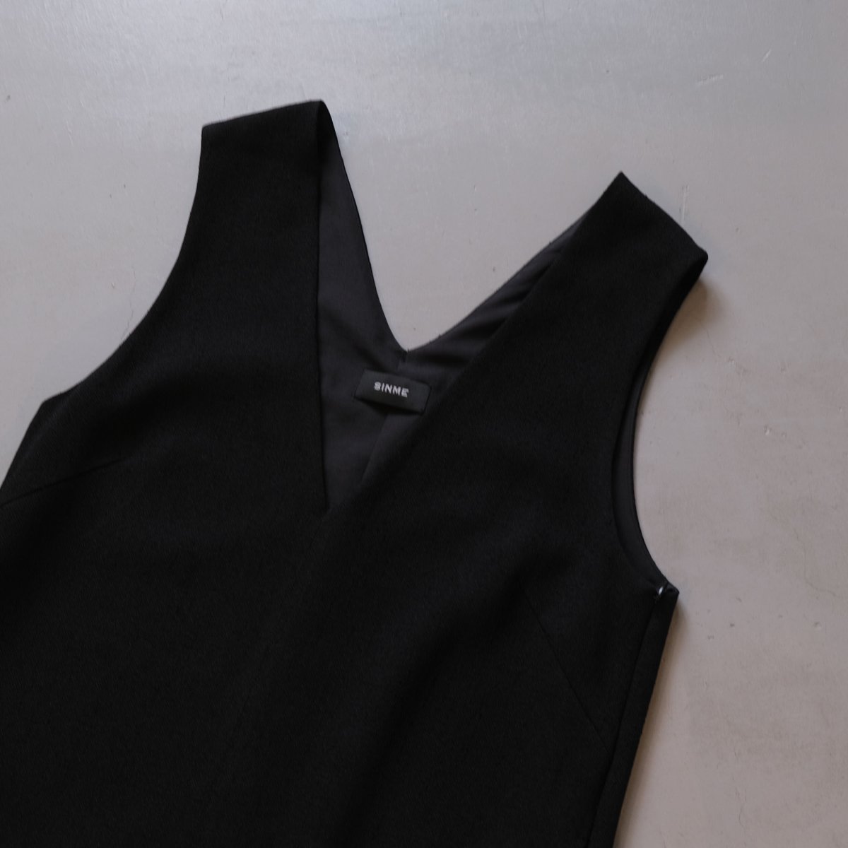 SINME ツイードVネックワンピース ブラック S23AW-15 | geep