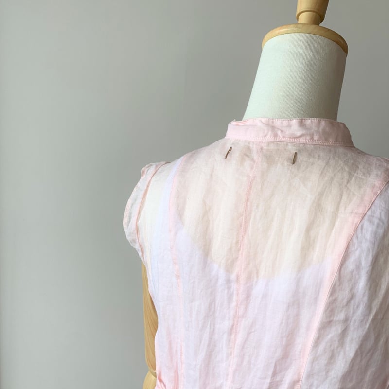 suzuki takayuki / スズキタカユキ | band‐sleeve blouse リネン バンドスリーブ ギャザー ノースリーブブラウス | ピンク | レディース suzukitakayuki band‐sleeve blouse pink |