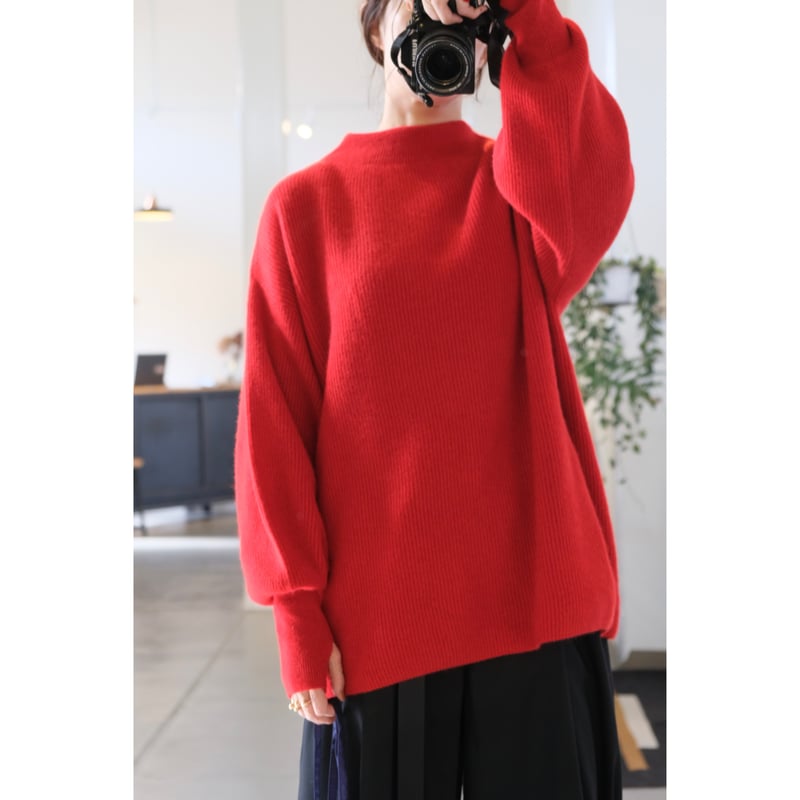 BATONER Woman CASHMERE FOX BOAT NECK FINGERHALL