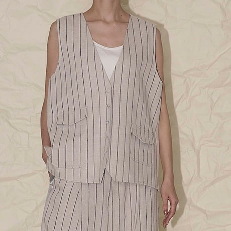 THOMAS MAGPIE　herringbone strip vest 【2242105】