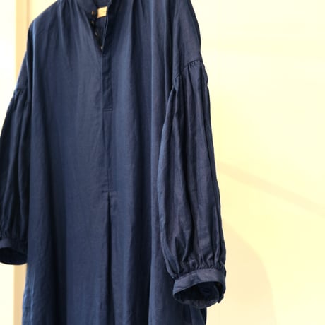 suzuki takayuki 　puff-sleeve dress　navy　S221-20