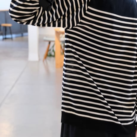 BATONER  Woman   CELLULOSE CASHMERE BORDER LONG SLEEVE    BN-24FL-001