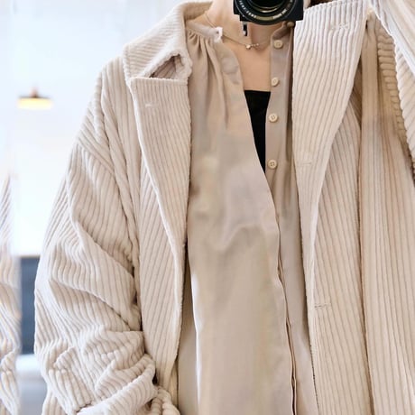 suzuki takayuki  puff sleeve blouse   frostgrey