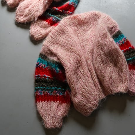 LES TRICOTS D’O    モヘヤ ショートカーディガン 　pink melange　Ｈ-AW23-M-4000-CS