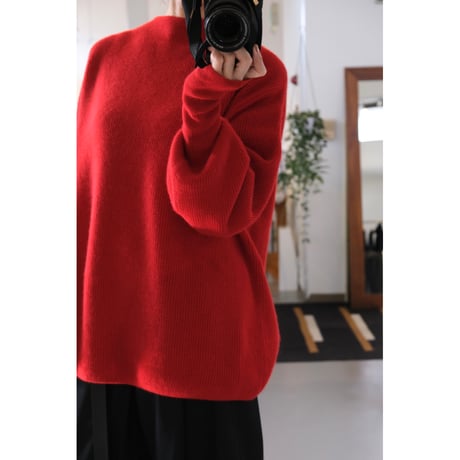BATONER Woman CASHMERE FOX BOAT NECK FINGERHALL