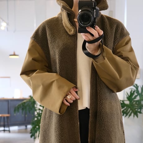 VACHEMENT  Taffeta X Boa Reversible Coat