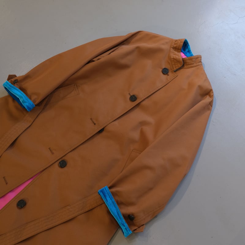 THOMAS MAGPIE back line coat BROWN×TURQUOIS